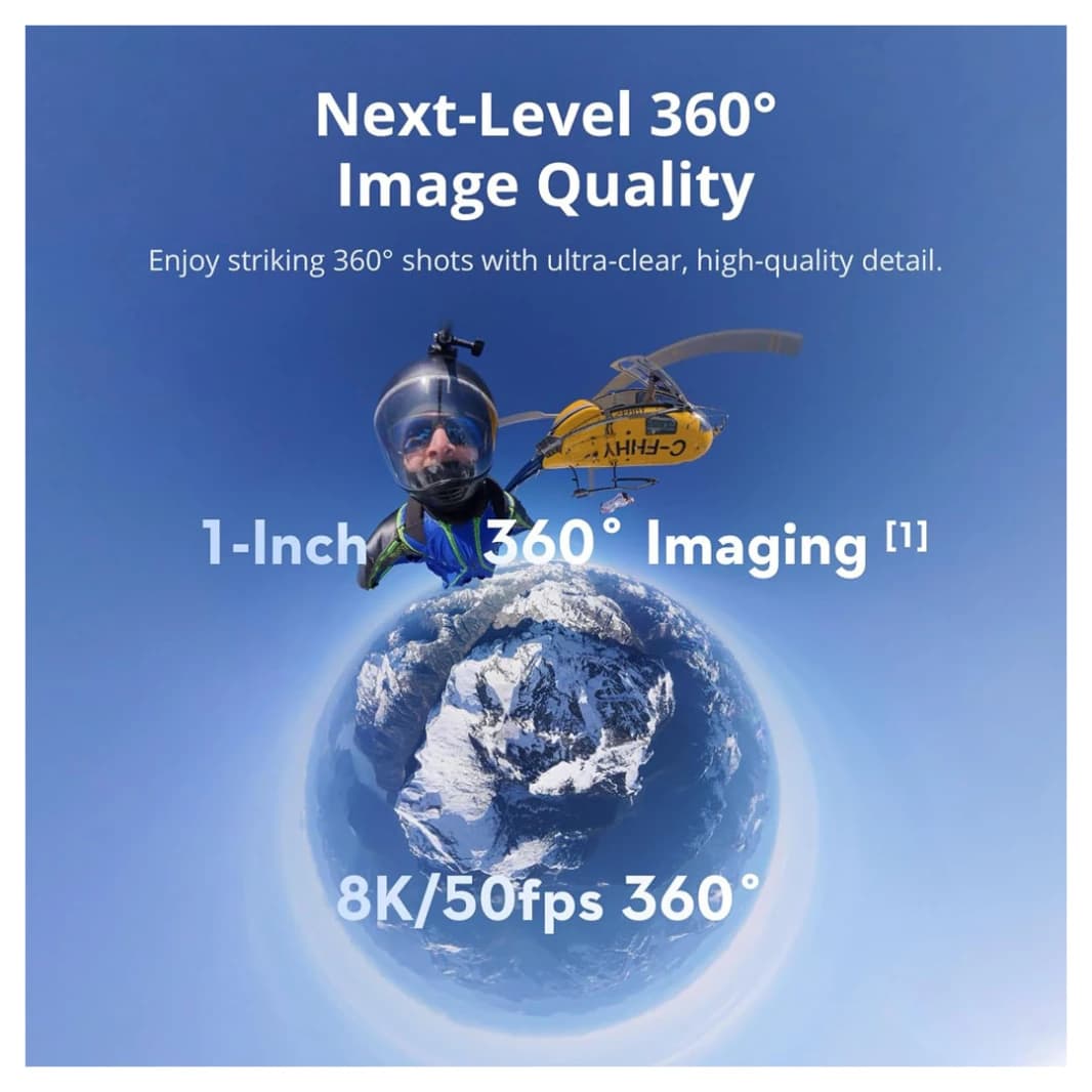 مجموعة مغامرات DJI Osmo 360 - كاميرا حركة 8K بزاوية 360 درجة