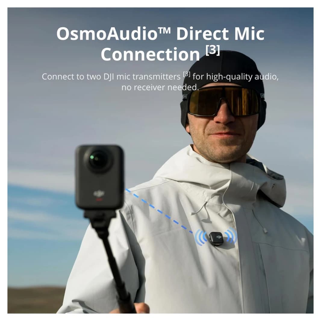 مجموعة مغامرات DJI Osmo 360 - كاميرا حركة 8K بزاوية 360 درجة