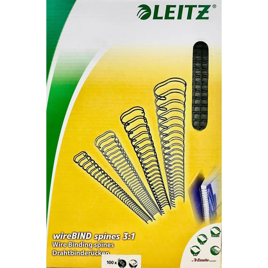 أحزمة سلكية من Leitz مقاس 12 مم، 3:1، أسود - صندوق 0f 100
