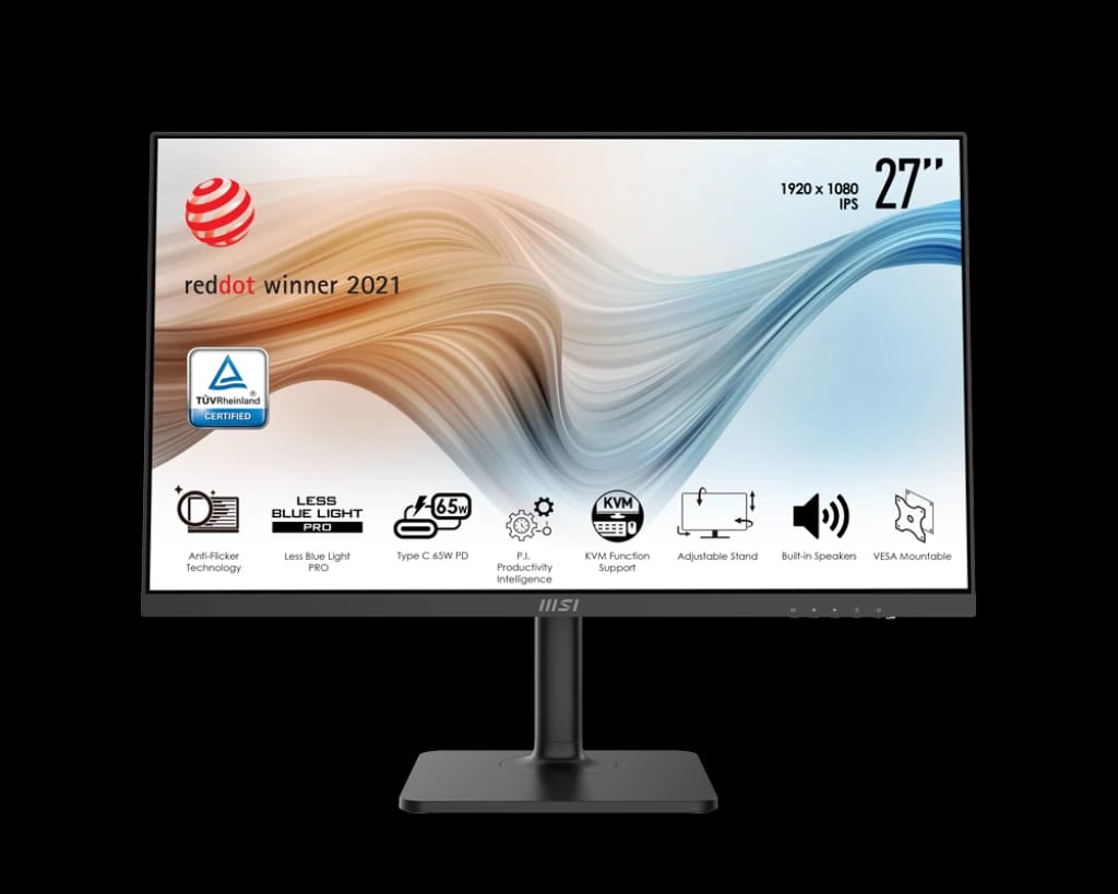 شاشة MSI Modern MD272OP مقاس 27 بوصة بدقة 2K WQHD و75 هرتز IPS باللون الأسود