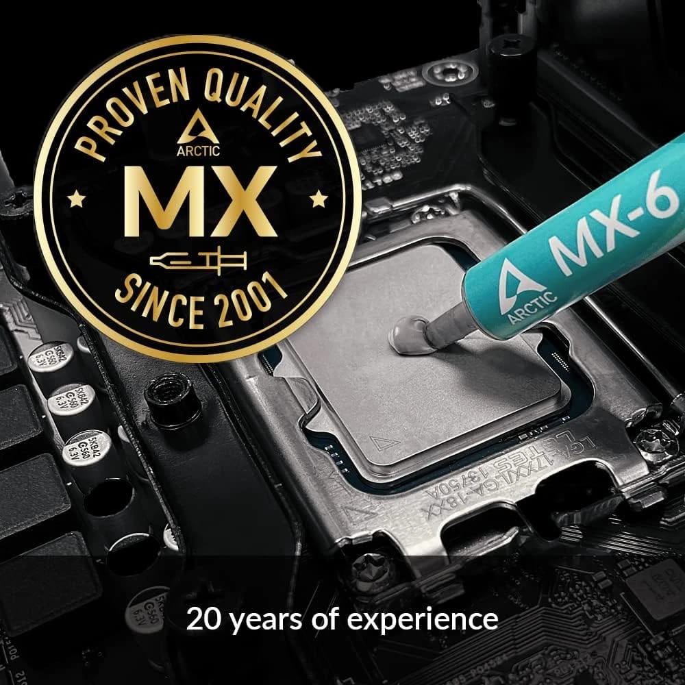 ARCTIC MX-6 (4 g, incl. 6 MX Cleaner) - Ultimate Performance Thermal Paste for CPU, Consoles, Graphics Cards, laptops, Very high Thermal Conductivity, Long Durability, Non-Conductive