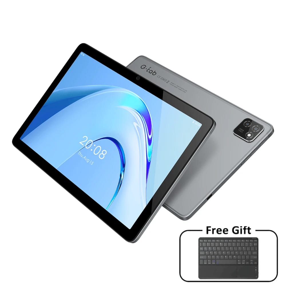 G-Tab Tab T11 "معالج رباعي Core ، تخزين 128 جيجابايت ، ذاكرة الوصول العشوائي 4GB ، 4G LTE ، شاشة HD 10.1 بوصة ، رمادي" مع لوحة المفاتيح