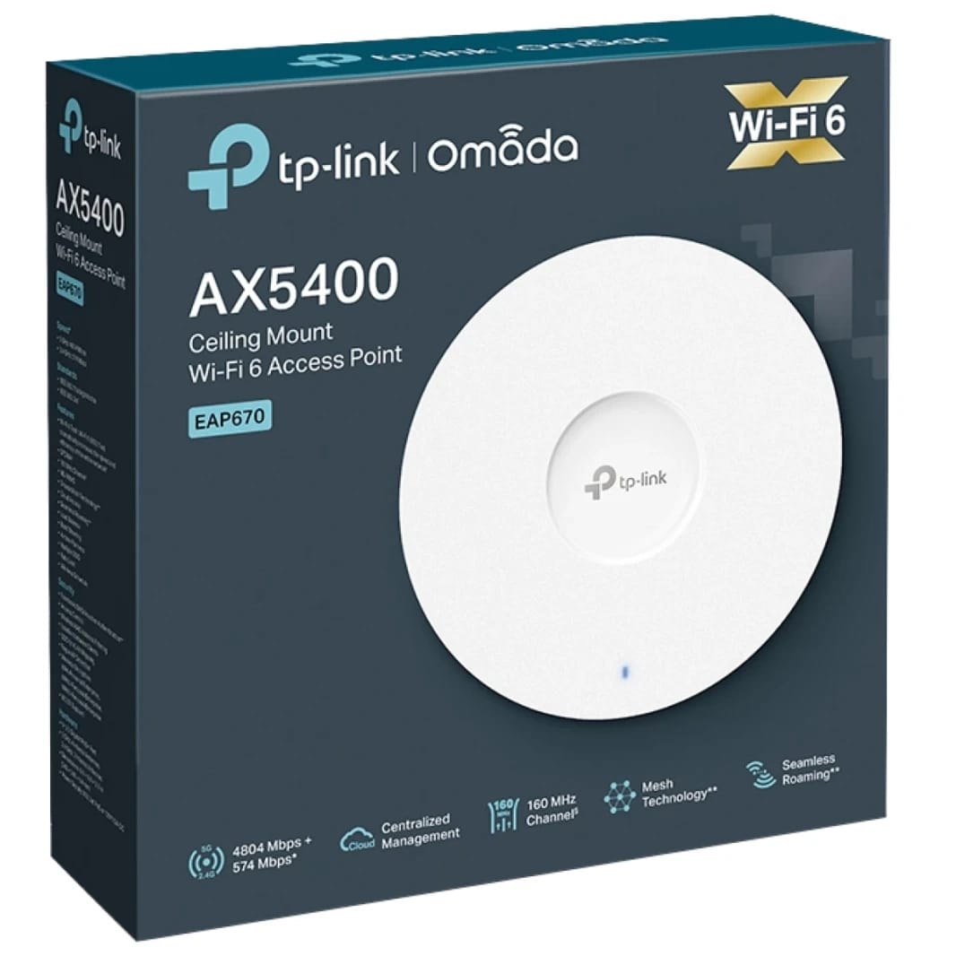 TP-LINK EAP670 OMADA WIFI 6 AX5400 WIRELESS 2.5G MOUNT MOUNT POINT MOUNT MOUNT MESH SDN ACCESSLATED CLUBL APP و OMADA POE+ Powered