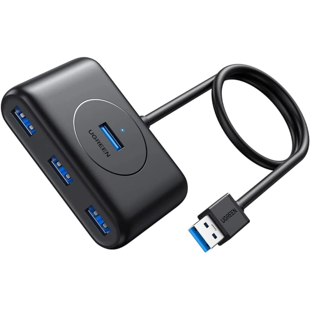 محور Ugreen USB 3.0 مع كبل طوله 1 متر ، 4 منفذ USB SPLITTER يدعم نقل البيانات 5 جيجابت في الثانية