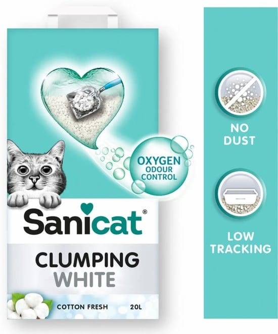 Sanicat Clumping Cotton White Cotton Fresh Kattengrit 20 لتر
