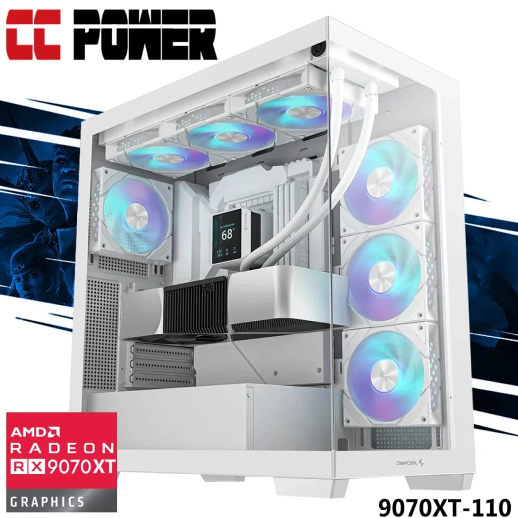 CC Power 9070XT-110 Gaming PC NEW 9Gen AMD Ryzen 9 9950X3D 8-Cores w/ AMD Radeon RX 9070 XT 16GB GDDR6 & Liquid Cooler