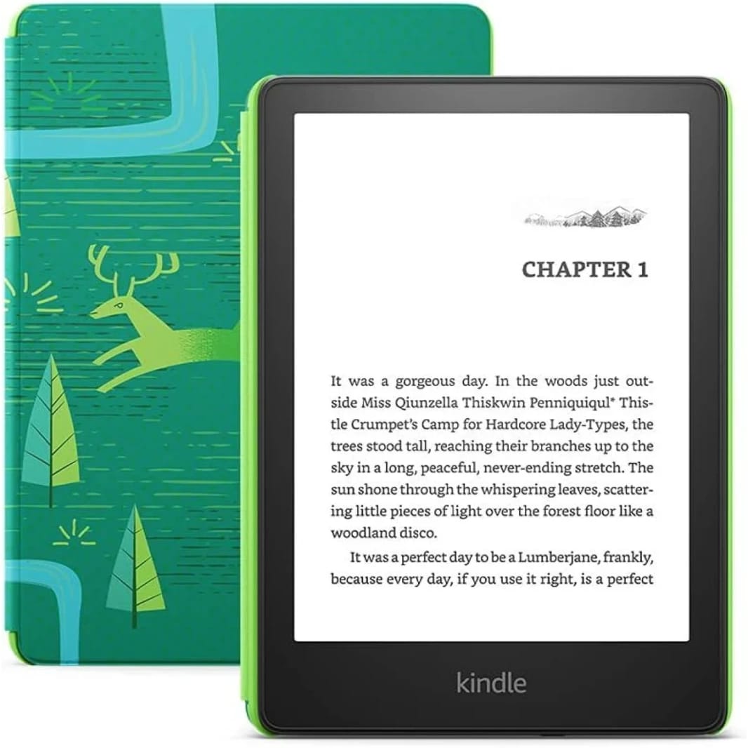Amazon NEW Kindle Paperwhite KIDS ( 11th Gen) 16GB WIFI 6.8" Waterproof W/ Vocabulary Builder & Word Wise - Emerald Forest