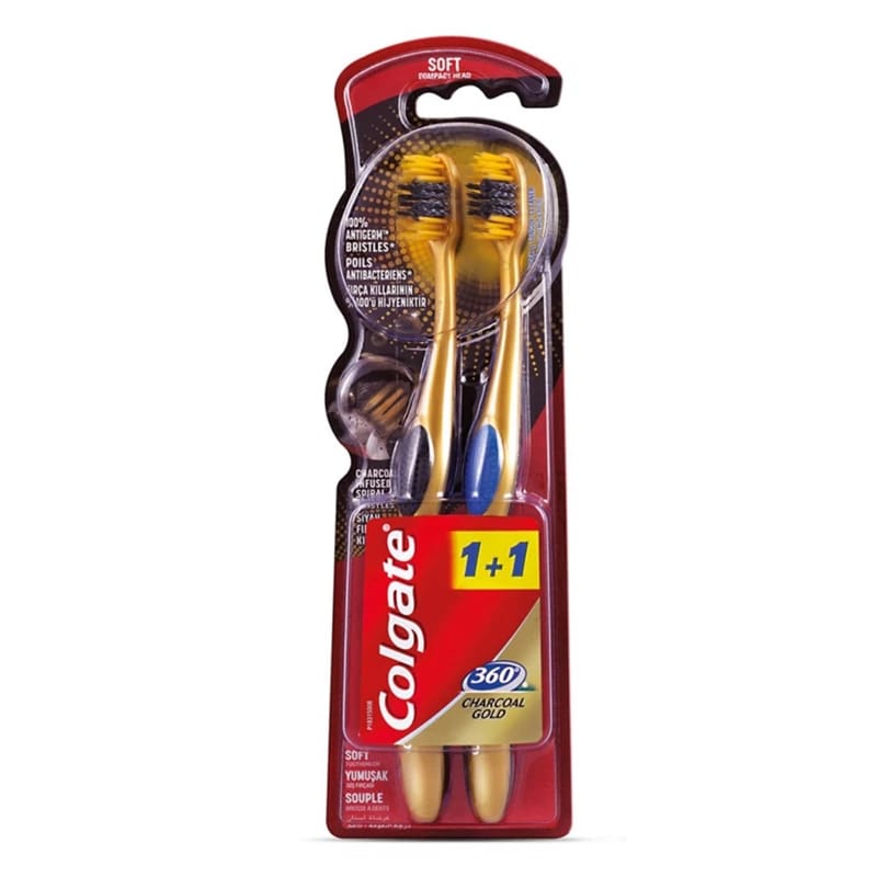 Colgate 360 ​​الفحم الذهب فرشاة الأسنان الناعمة 2pcs