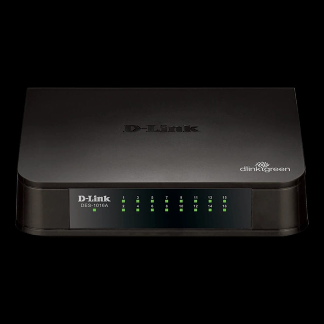 محول D-Link DES-1016A غير المُدار 16 منفذ 10/100