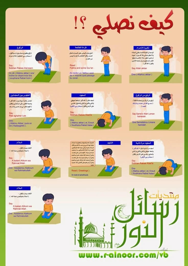دليل أديب نكتة المرئي: تعلم وتعليم الصلاة مع رسوم توضيحية فوتوغرافية شاملة.