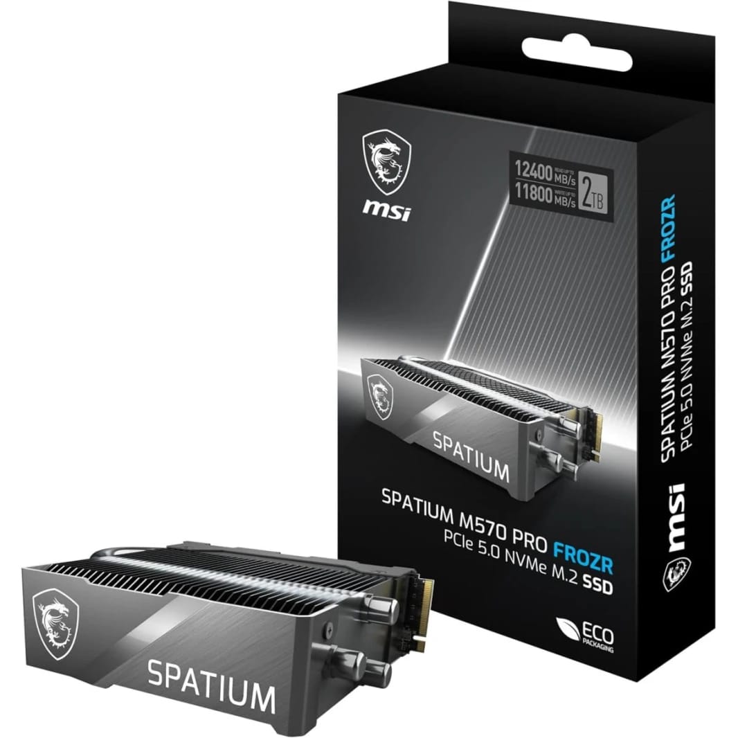 محرك أقراص MSI SPATIUM M570 PRO SSD سعة 2 تيرابايت PCIe 5.0 NVMe M.2 مع تبريد FROZR وتقنية 3D NAND