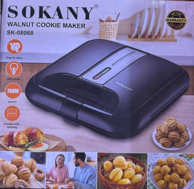 ماكينة صنع الكوكيز بالجوز من سوكاني مع تصميم حديث لجهاز SK-08068 للعائلات التي تفضل الحلويات البسيطة واللذيذة