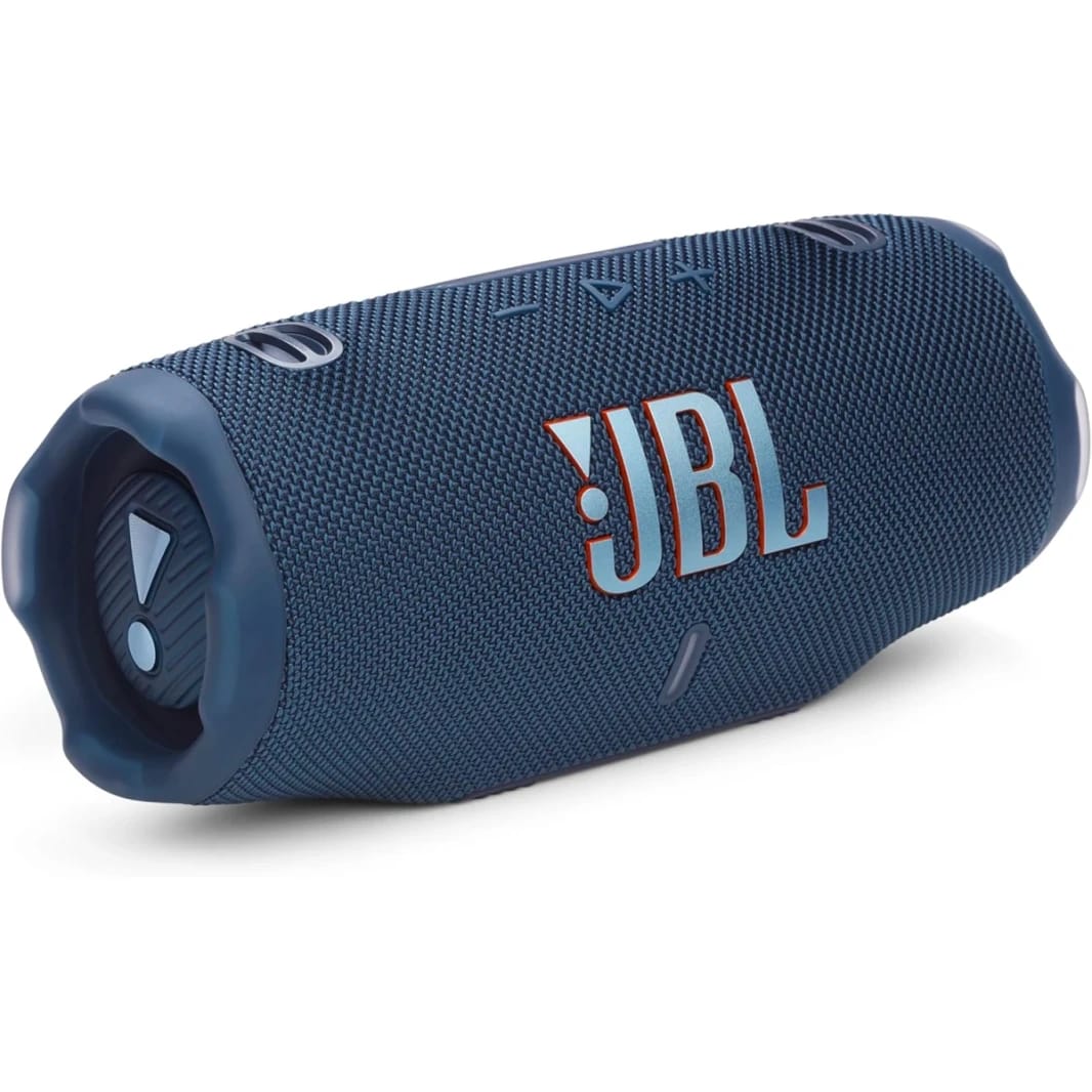 سماعة JBL Charge 6 بلوتوث محمولة - مقاومة للماء والسقوط، صوت برو معزز بالذكاء الاصطناعي، بطارية تدوم 28 ساعة، باور بانك مدمج وحزام حمل - أزرق