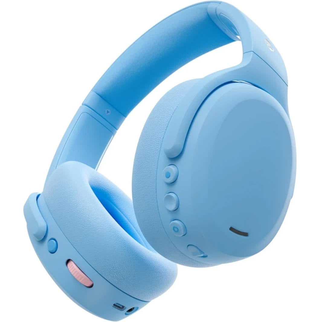سماعات Skullcandy Crusher ANC 2 اللاسلكية فوق الأذن - بتقنية Bass الحسية، خاصية إلغاء الضوضاء النشط، بطارية 60 ساعة، ميكروفون لأجهزة آيفون وأندرويد - أزرق بريبي