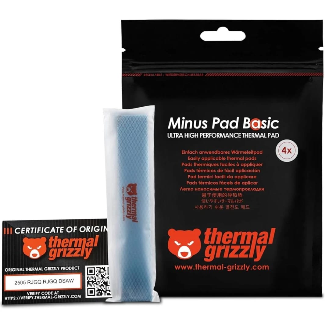 وسادة حرارية عالية التوصيل Thermal Grizzly MINUS PAD Basic (120 × 20 مم - 1.0 مم - 4 قطع)