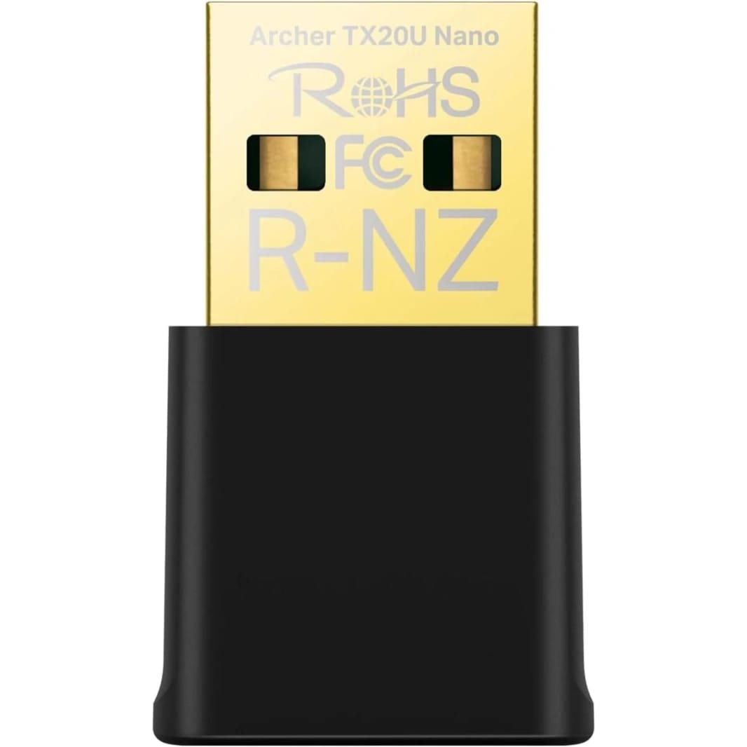 محول واي فاي 6 نانو USB للكمبيوتر الشخصي من تي بي لينك (Archer TX20U Nano) - AX1800 ثنائي النطاق 2.4/5 جيجاهرتز، محول شبكة لاسلكي للكمبيوتر المكتبي، يدعم OFDMA, MU-MIMO, WPA3، بحجم مناسب للسفر، متوافق مع ويندوز 11/10