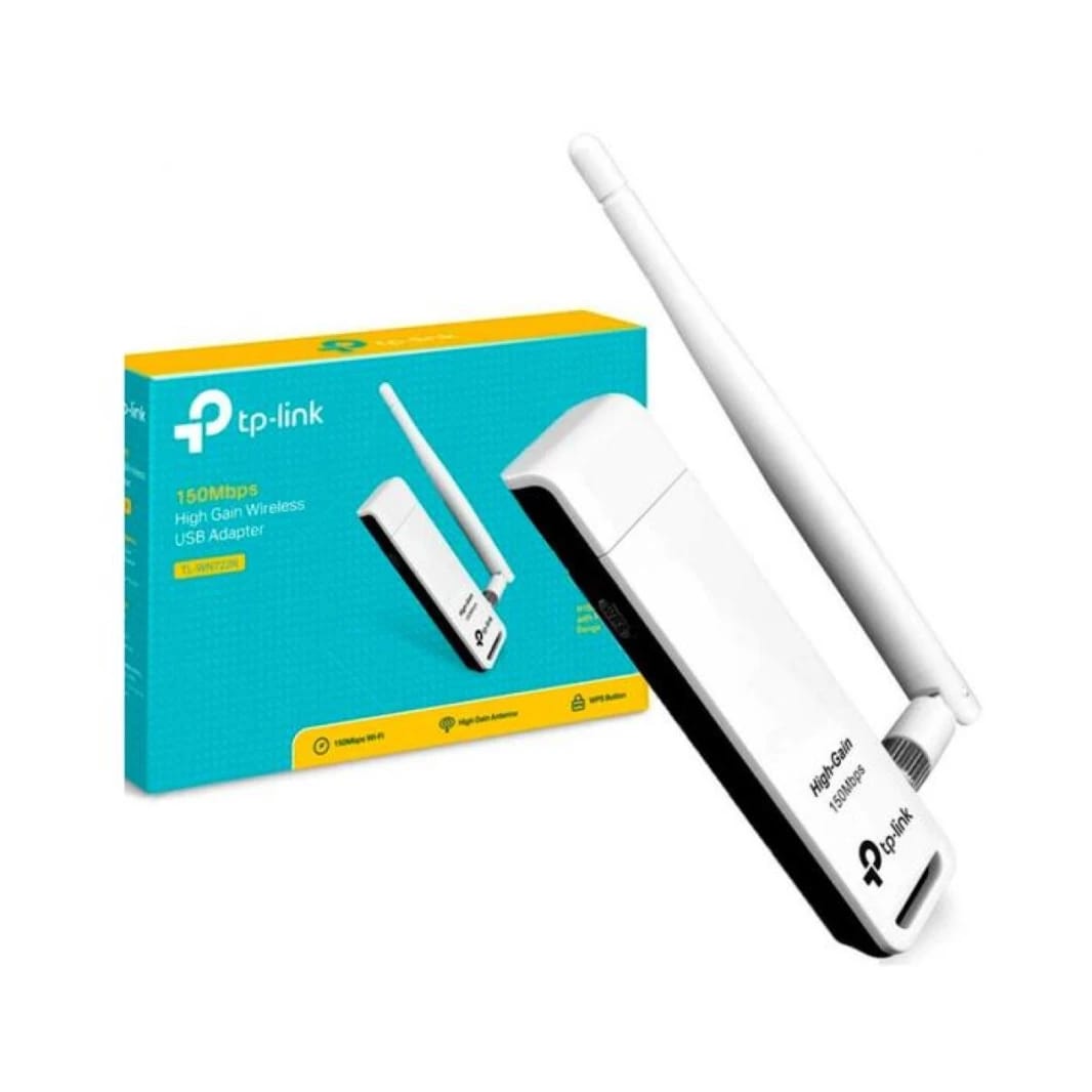 محول شبكة واي فاي لاسلكي TP-Link (TL-WN722N) نانو USB عالي الكسب بسرعة 150 ميجابت في الثانية، لأجهزة الكمبيوتر المكتبية والمحمولة، يدعم أنظمة ويندوز ولينكس وماك
