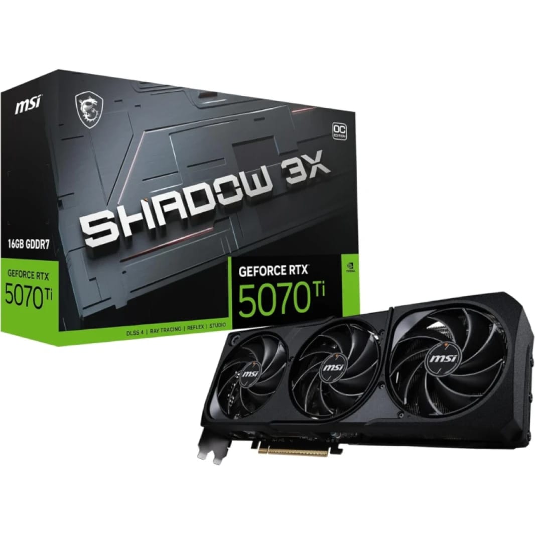 بطاقة الرسوميات MSI GeForce RTX 5070 Ti 16G SHADOW 3X OC – ذاكرة GDDR7 بسعة 16 جيجابايت