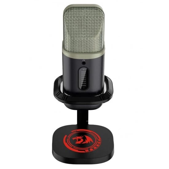 مايكروفون REDRAGON ECHOWAVE GM305 بنمط التقاط قلبي ومتعدد الاتجاهات، 192 كيلو هرتز، إضاءة RGB، زر لمس للتحكم بالصوت وكتمه، بطاقة صوت مدمجة، توصيل وتشغيل، متوافق مع الكمبيوتر وماك وأندرويد، USB-C - أسود