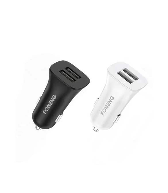 شاحن سيارة FONENG C07 أبيض بمنفذين USB-A (2.4 أمبير)