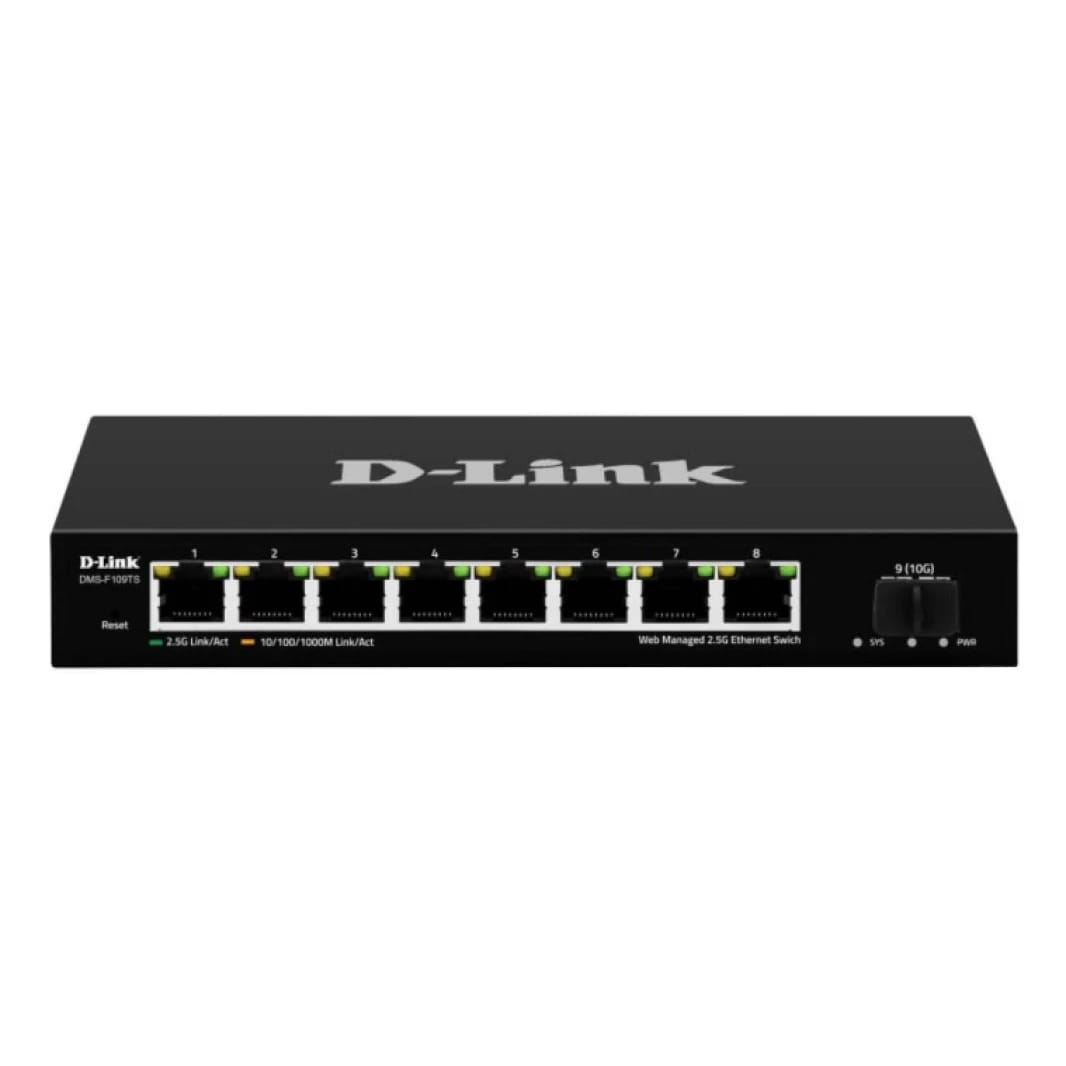 مفتاح شبكة ذكي D-Link DMS-F109TS متعدد الجيجابت بـ 9 منافذ مع منفذ توصيل 10G