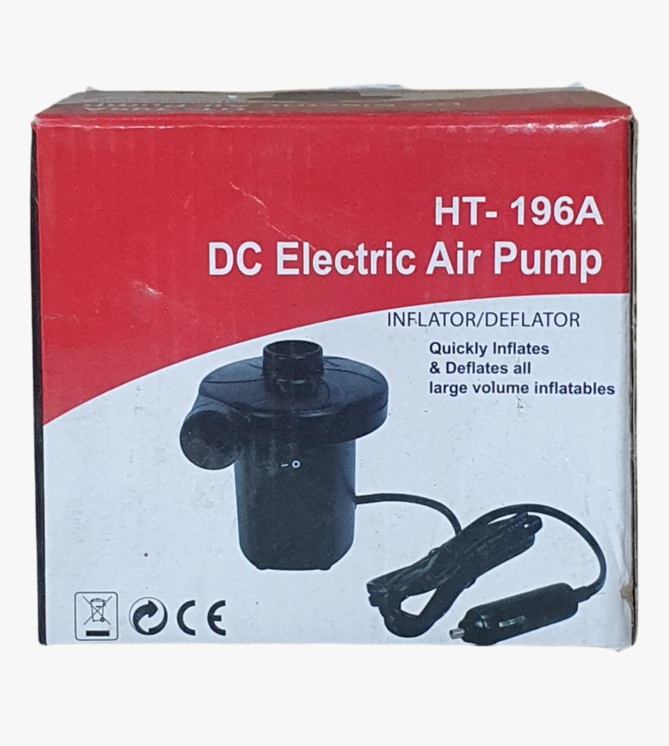 HT-196A ضاغط هواء كهربائي مميز للسيارات والأدوات القابلة للنفخ مع تصميم وظيفي وسهل الاستخدام