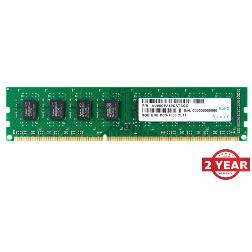 ذاكرة رام Apacer U-DIMM للكمبيوتر DDR3 بسرعة 1600 ميجاهرتز وسعة 8 جيجابايت
