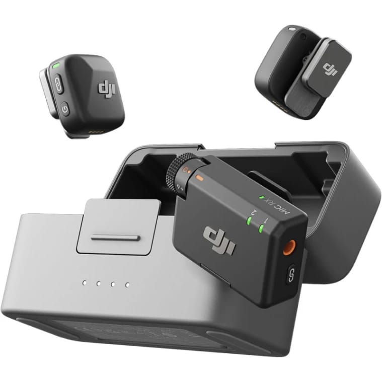 نظام ميكروفون لاسلكي مدمج DJI Mic Mini لشخصين للكاميرا والهاتف الذكي