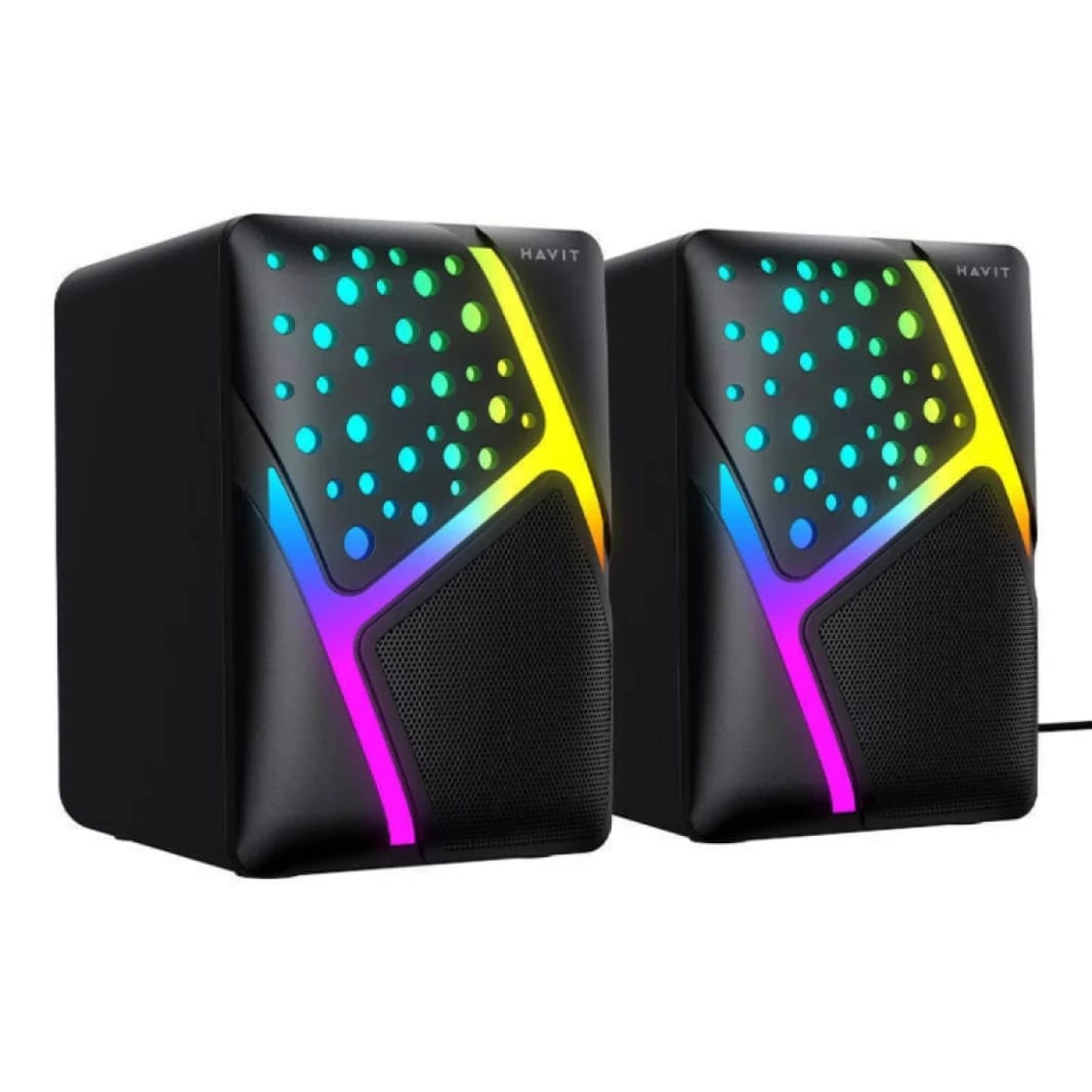 سماعة سبيكر هافيت SK763 2.0 بإضاءة RGB ومنفذ USB - أسود