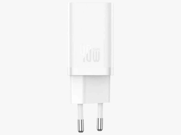 شاحن Baseus GaN5 Pro السريع C+C بقوة 40 واط - أبيض (قابس أوروبي)