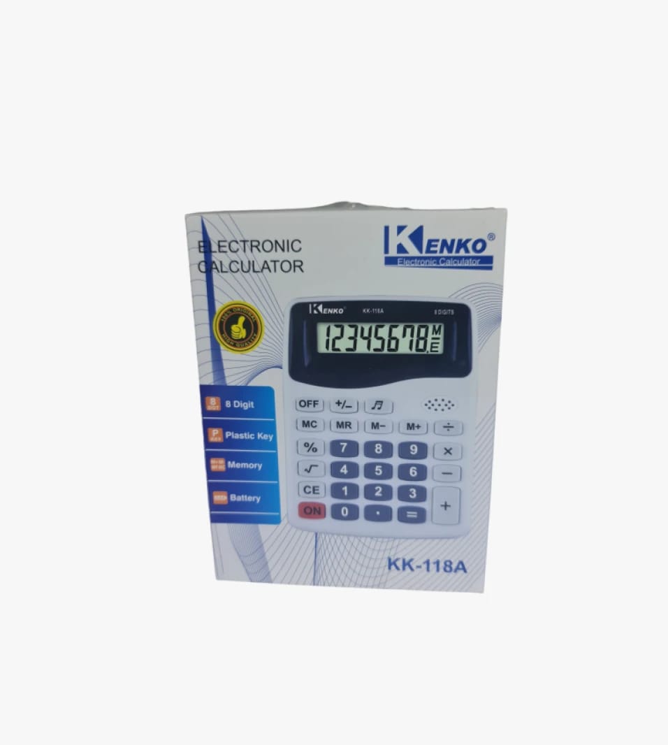 آلة حاسبة إلكترونية من كينكو موديل KK-118A مع ذاكرة وعرض 8 أرقام، للطلاب والمحترفين