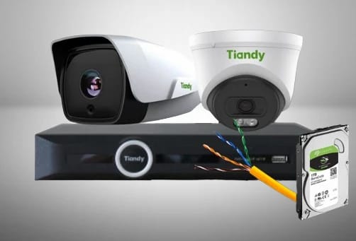 نظام 4 كاميرات تياندي 8 ميجا بكسل ملون ليلي نهاري-Tiandy 8MP ColorVU-4 Cameras Security System
