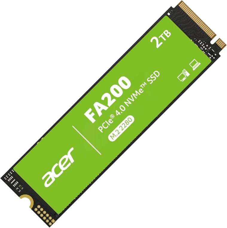قرص صلب Acer FA200-2TB PCle M.2 SSD بسرعة قراءة تصل إلى 7200 ميجابايت/ثانية، متوافق مع NVMe 2.0 وPS5