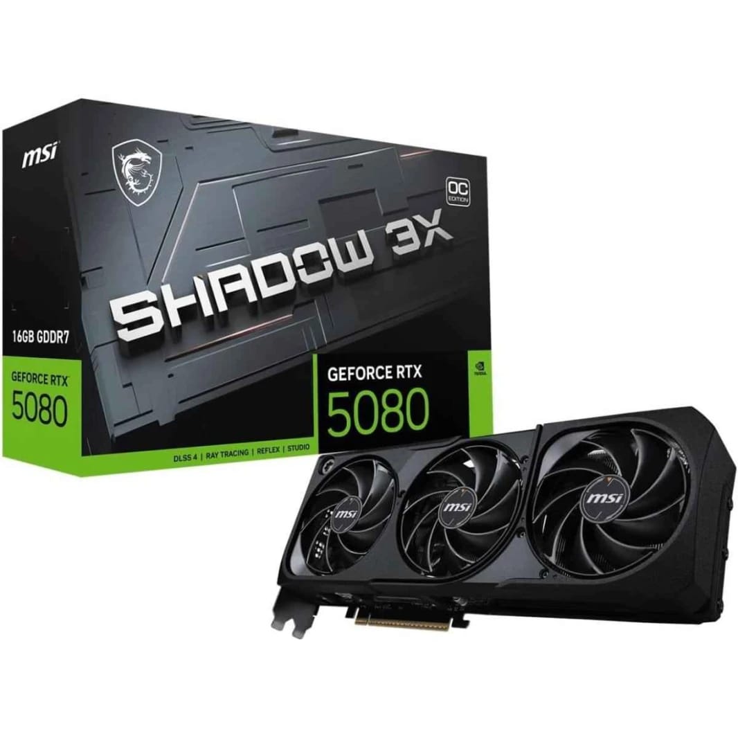 MSI GeForce RTX 5080 SHADOW 3X OC 16GB GDDR7 - بطاقة رسوميات | G5080-16S3C |