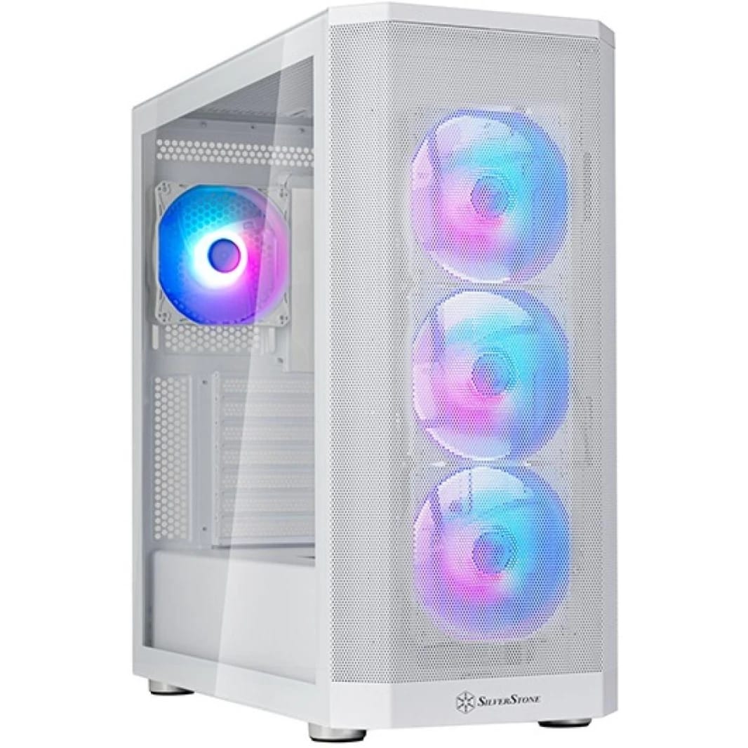 هيكل ألعاب سيلفرستون فارا 514X (أبيض) ATX متوسط الحجم زجاج مقسّى مع دعم لمبرّد مزدوج 360 مم وUSB Type-C و4 مراوح ARGB مقاس 120 مم