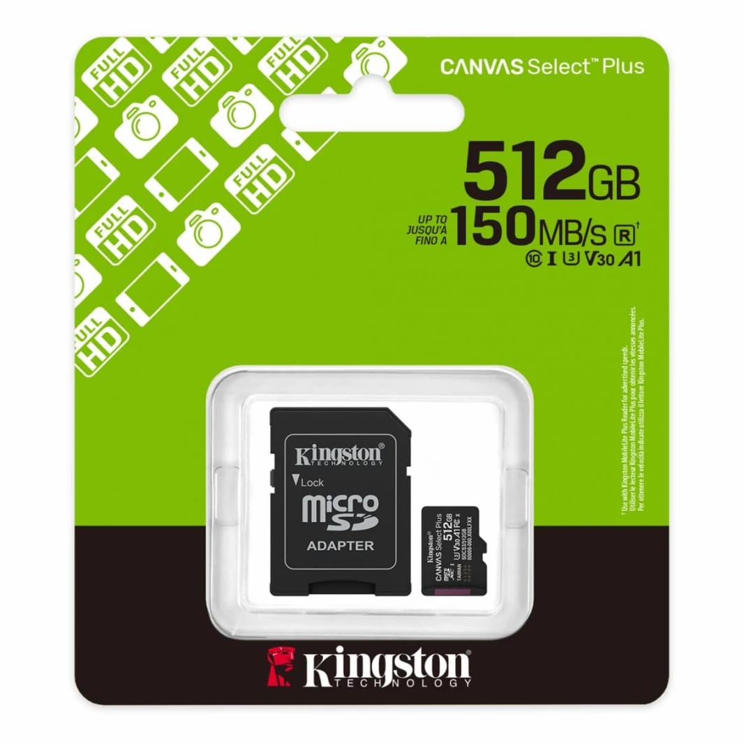 بطاقة ذاكرة كينغستون 512 جيجابايت Canvas Select Plus microSD