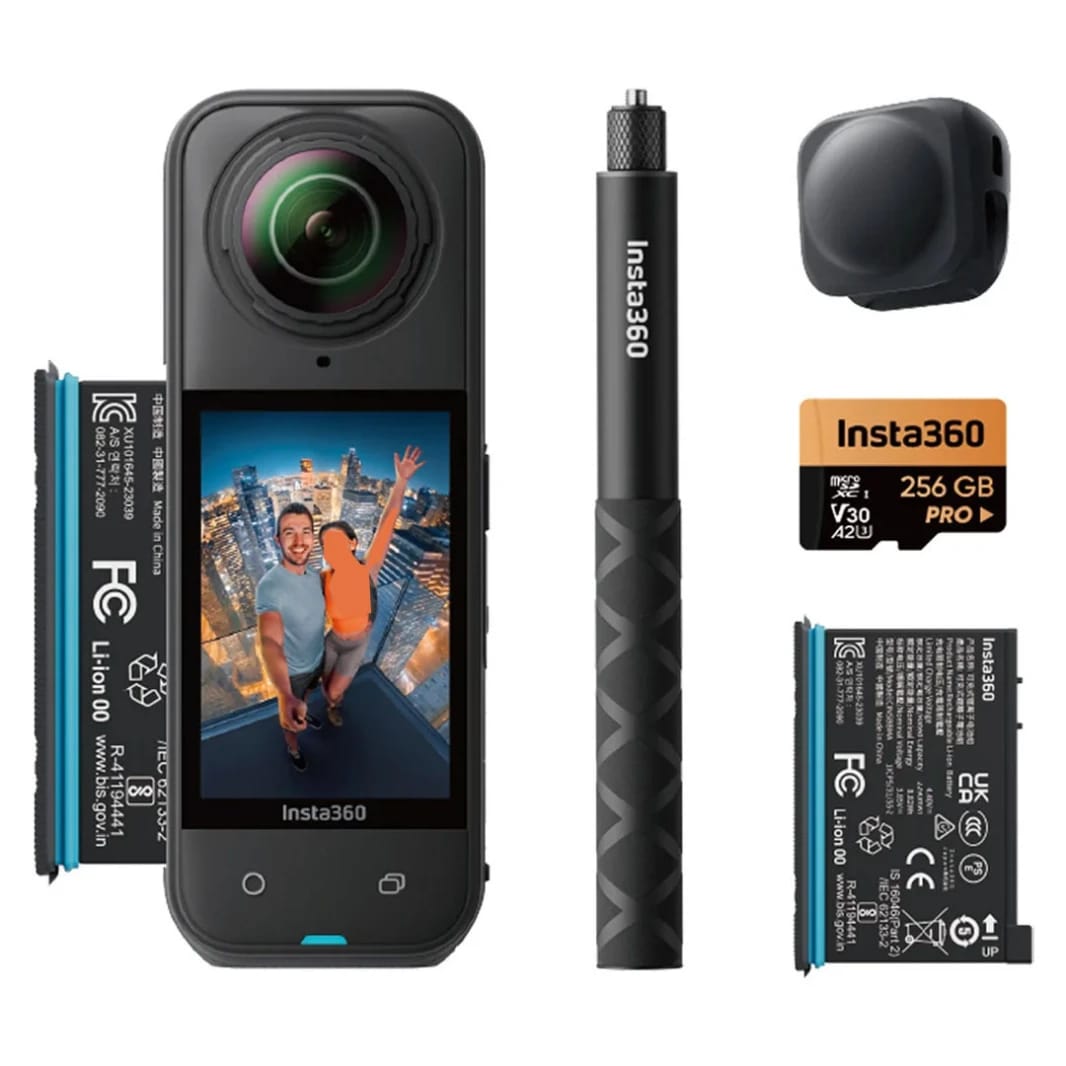 Insta360 X5 - حزمة كاميرا الحركة المقاومة للماء بدقة 8K و360°