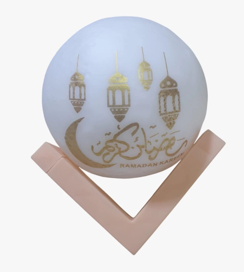 مصباح قمر رمضان كريم باللغة العربية تصميم فانوس إسلامي قابل لإعادة الشحن مع إضاءة دافئة للأجواء المنزلية