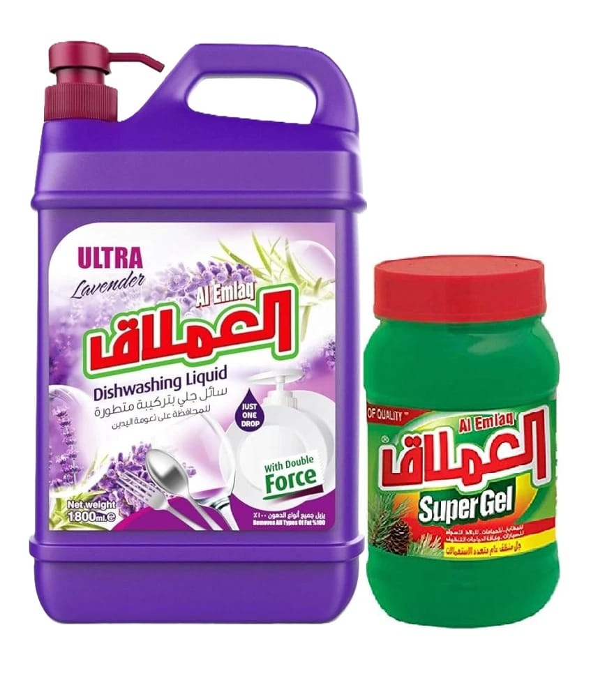 العملاق سائل غسيل الصحون برائحة الليلك 1800 مل + سوبر جيل 1 كجم