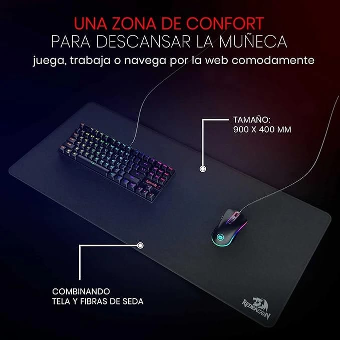 لوحة ماوس Redragon P032 Flick Xl بحواف مخيطة مقاومة للماء للعمل والألعاب