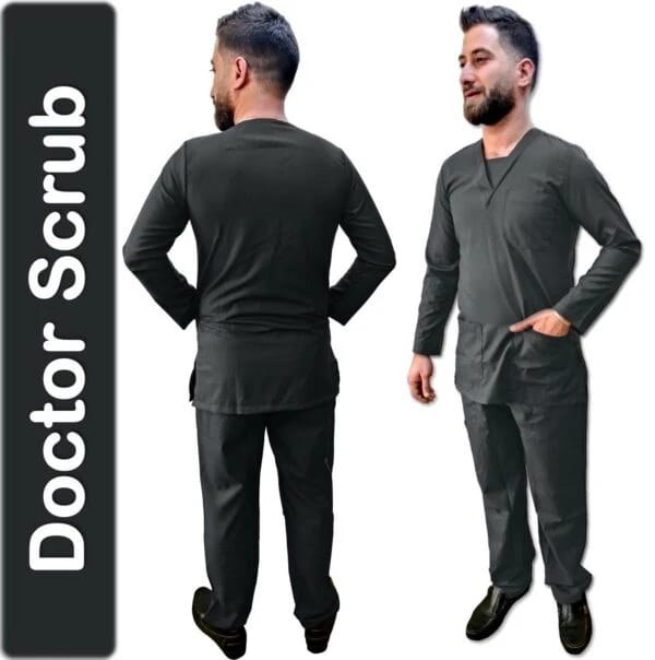زي الأطباء | زي طبي عالي الجودة | كم طويل | رمادي | صنع في الأردن