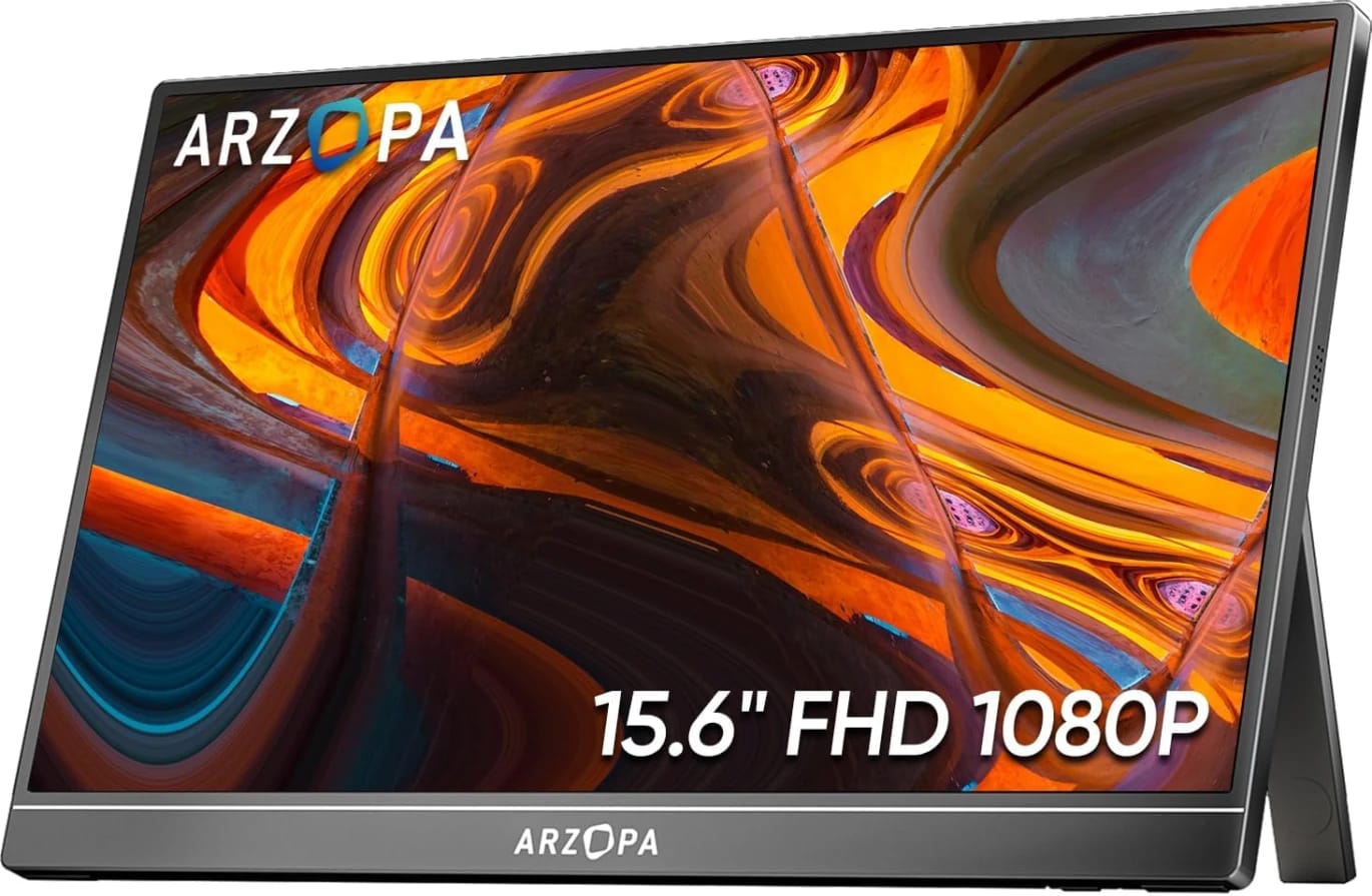 أرزوبا A1 | شاشة سفر 15.6 بوصة بوضوح FHD 1080p مع غطاء ذكي