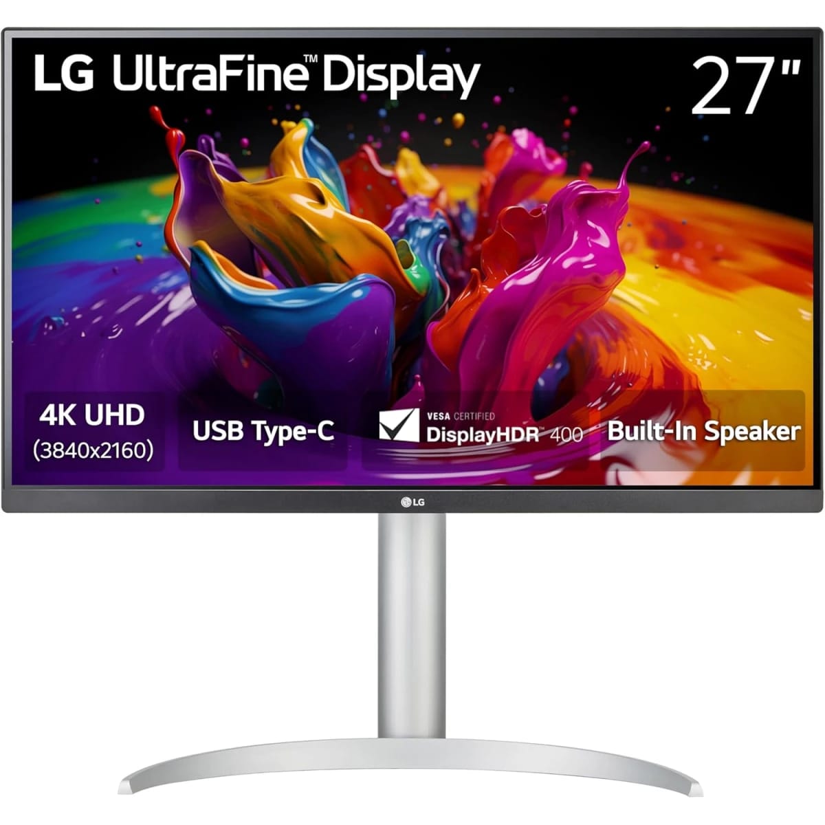 شاشة LG 27UP850K-W 27” 4K UHD UltraFine™ IPS موفّقة HDR™ 400 ومنفذ USB Type-C