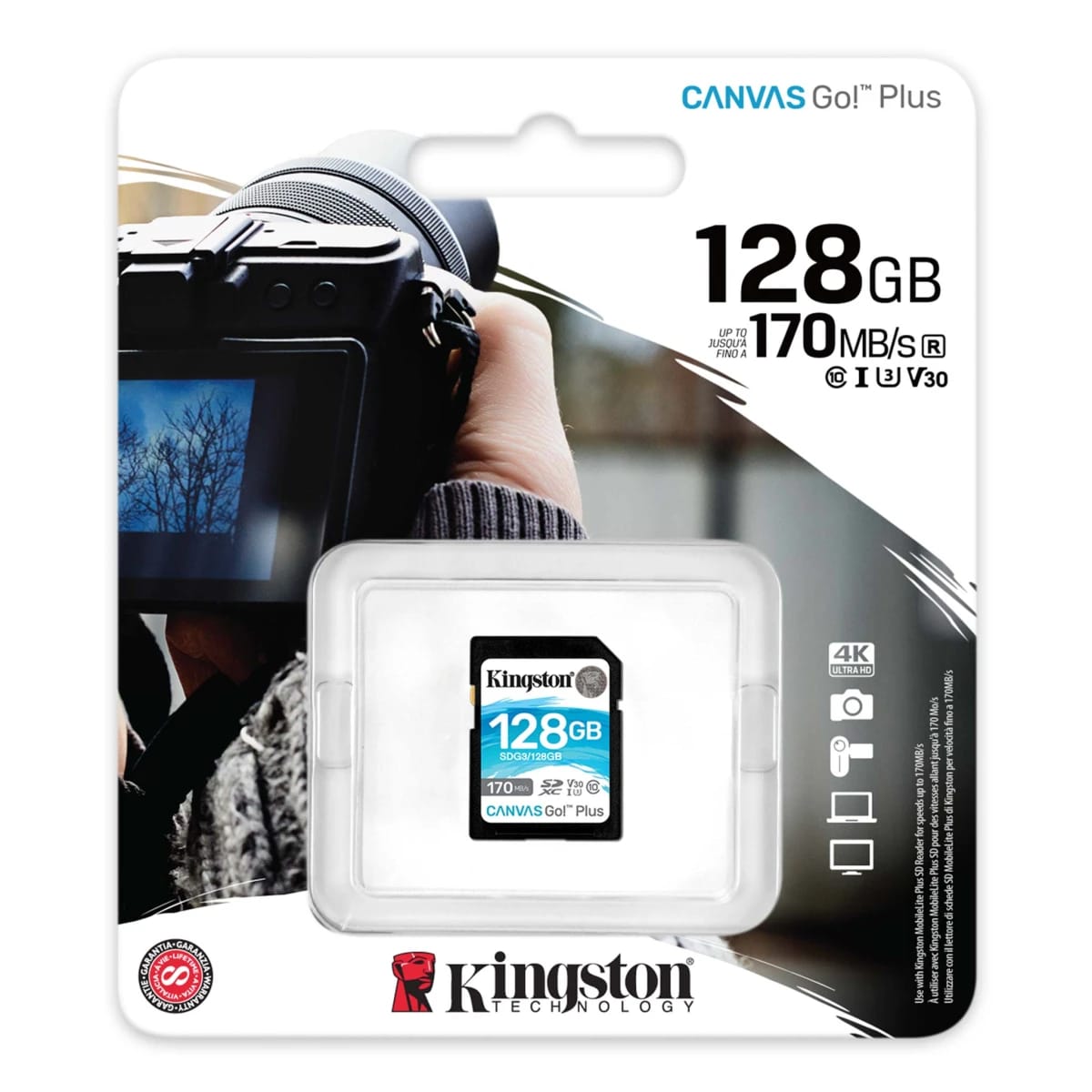بطاقة ذاكرة كينغستون Canvas Go! Plus SD 128 جيجابايت
