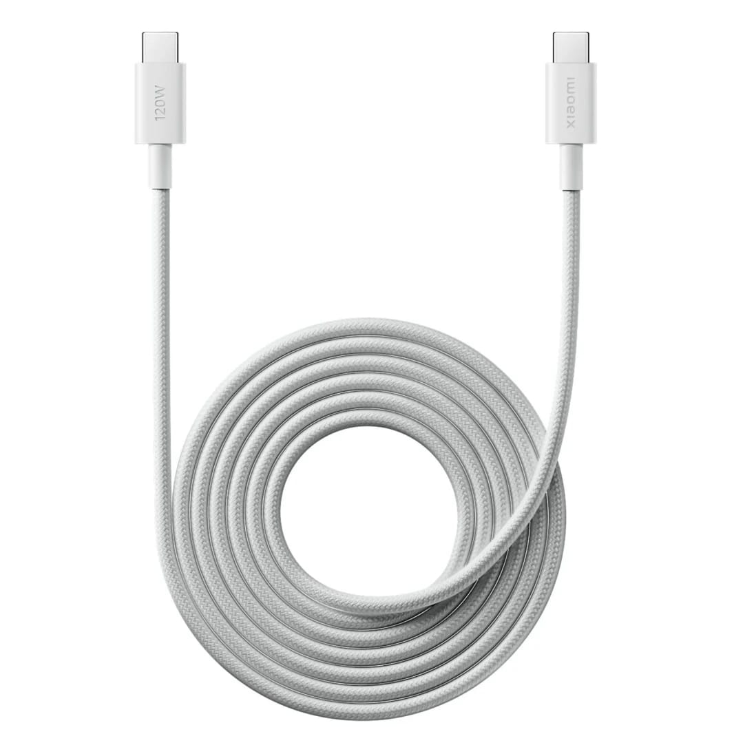 كابل شاومي مجدول بطول 2 متر 6A من USB-C إلى USB-C – أبيض