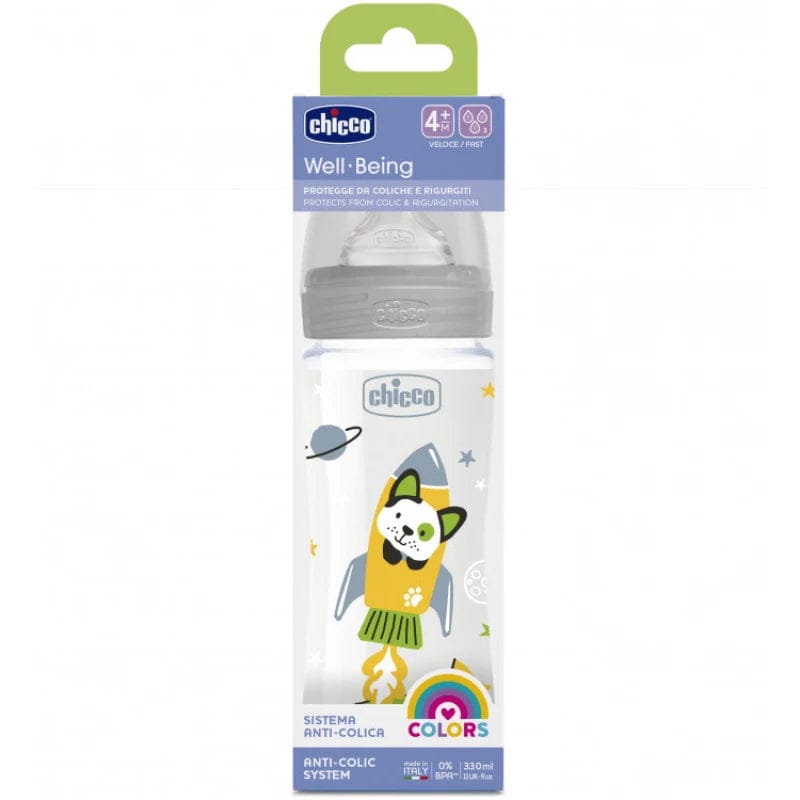 رضاعة للأطفال Chicco Well Being 330 مل (+4 أشهر سريع/رمادي)