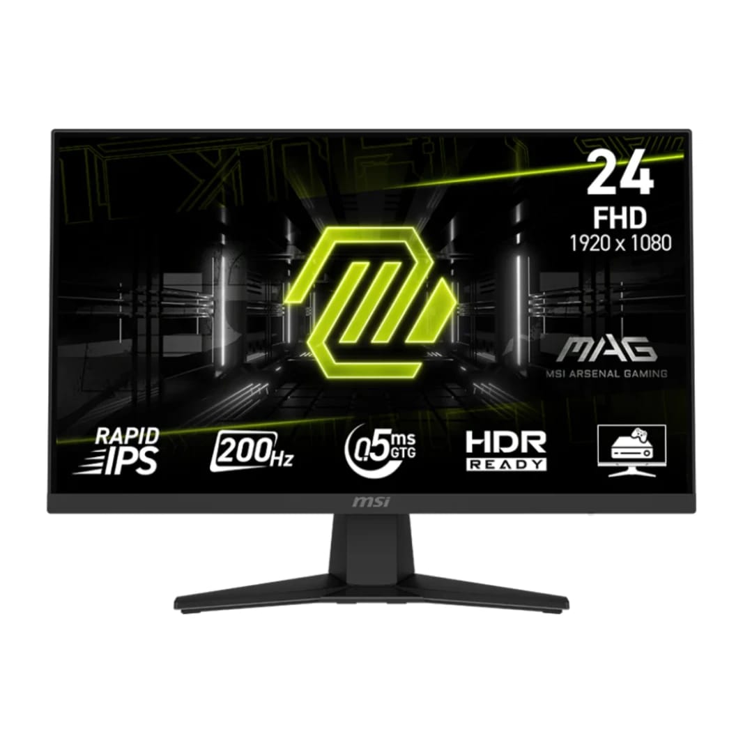 شاشة الألعاب MSI MAG 244F بحجم 24 بوصة FHD Rapid IPS بتردد 200 هرتز وزمن استجابة 0.5 مللي ثانية