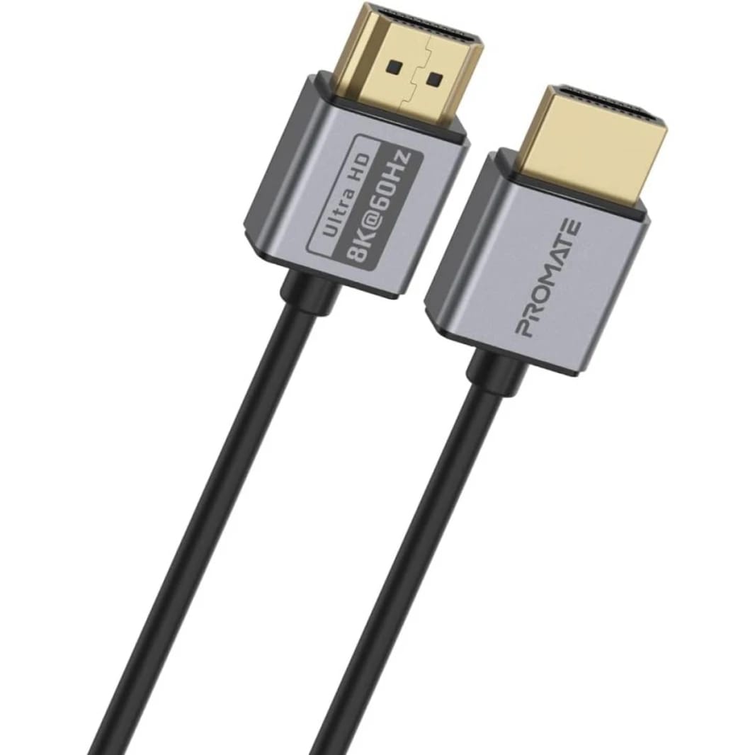 كابل Promate HDMI 2.1، كابل نحيف بطول 1.5 متر مع 48 جيجابت في الثانية، دقة 8K@60Hz UHD HDR eARC
