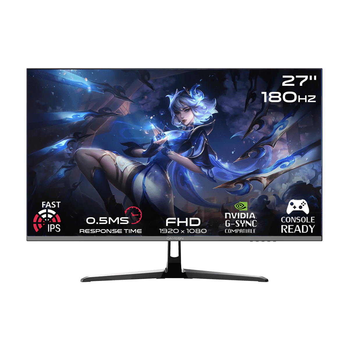 شاشة ألعاب GAMEON GOPS27180IPS برو سيريز 27" FHD، 180Hz، Fast IPS - أسود