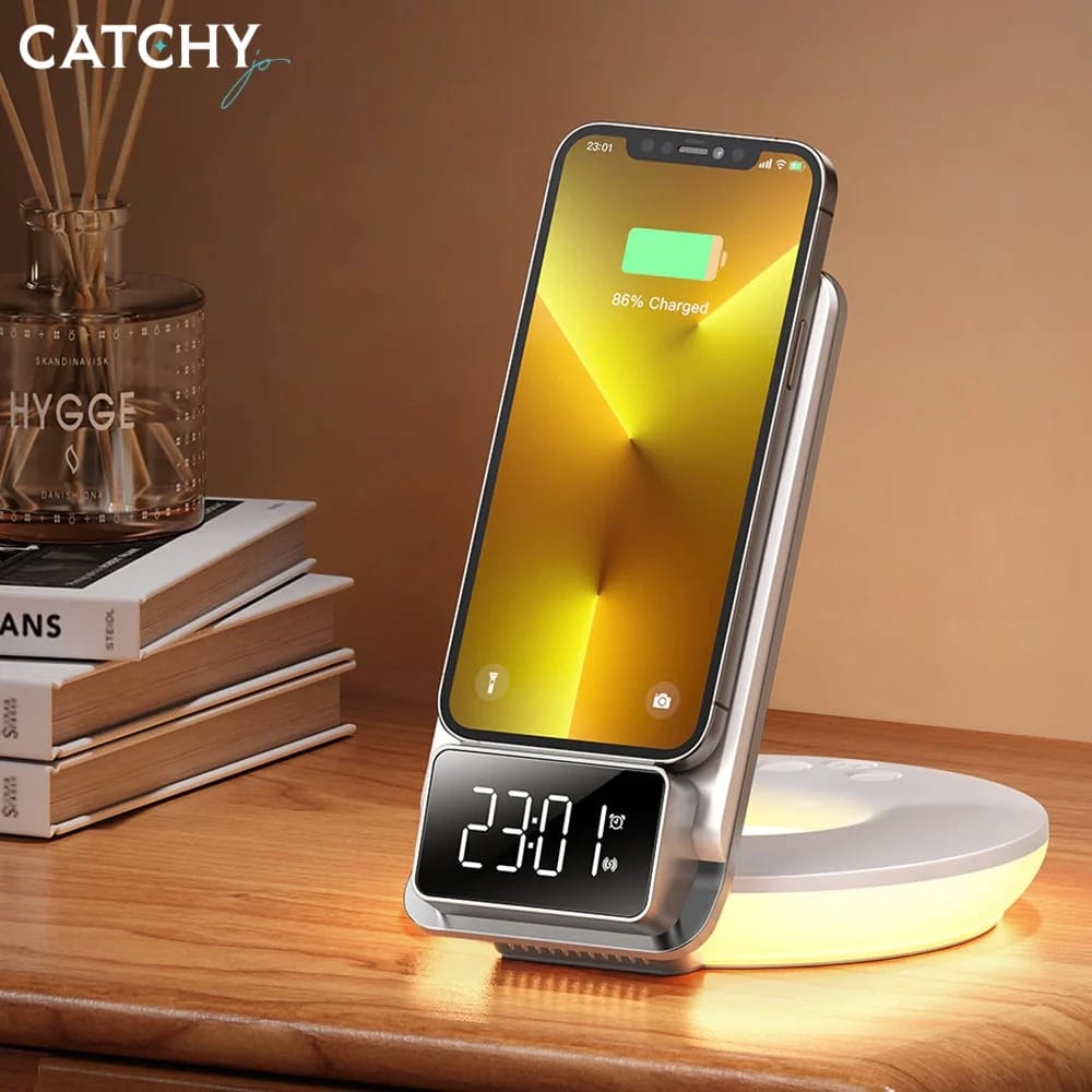 شاحن لاسلكي مكتبي 4 في 1 MCDODO CH-1610 مع منبه ومصباح ليلي